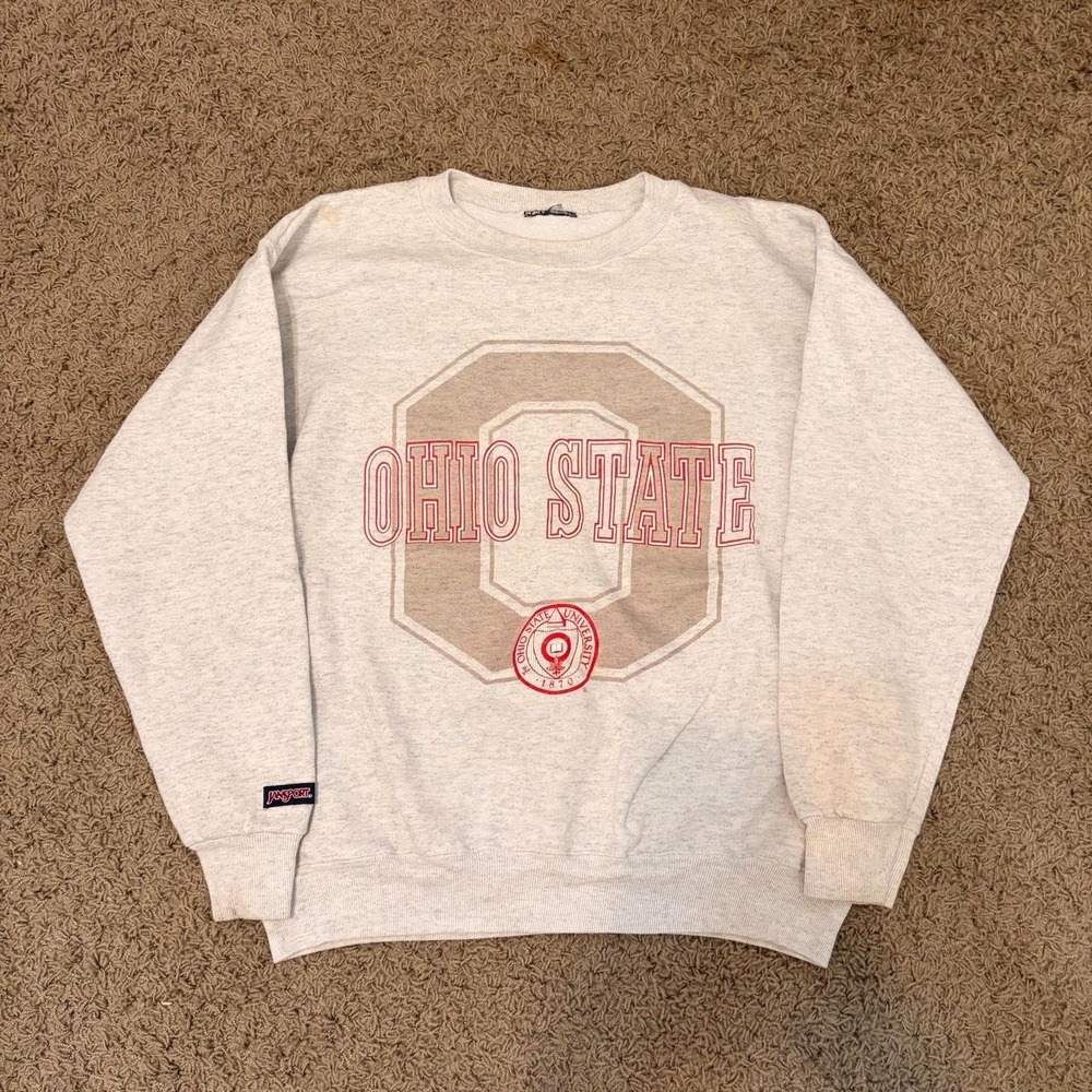 Vintage 90s Jansport Ohio State Buckeyes Gray Sweatshirt Crewneck Mens Medium